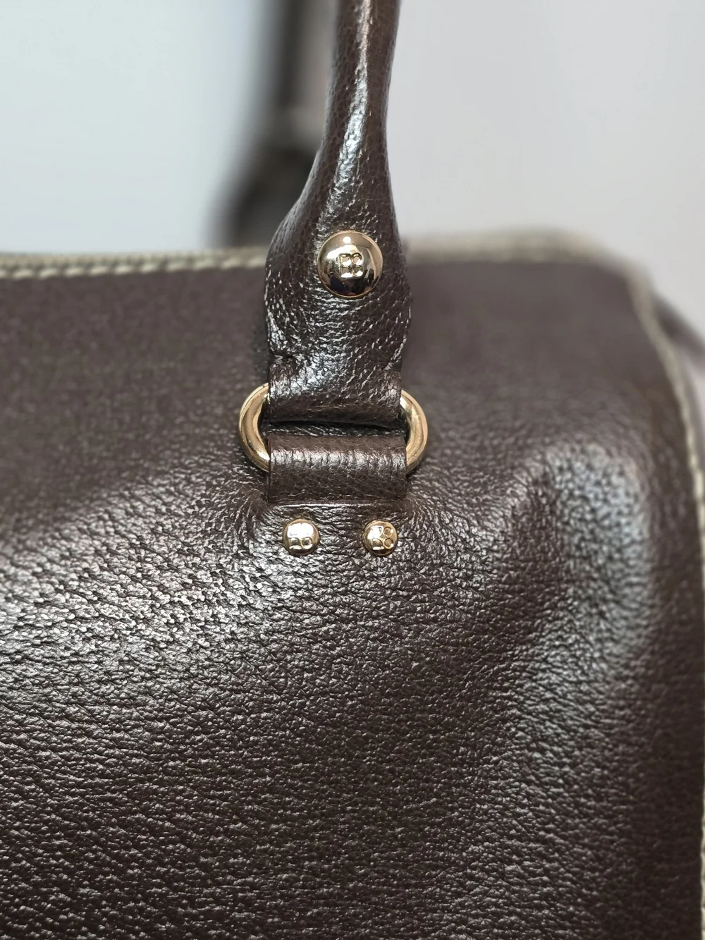 kate spade Vintage Brown Pebbled Leather Satchel with Gold Hardware